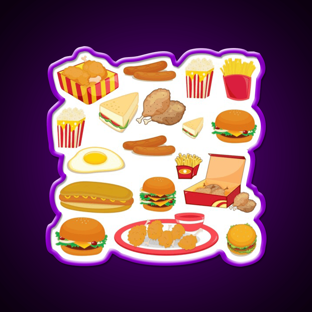 Junk Food Burger Fast Food Led Neon Sign For Burger Place Rgb Color - Shineneon