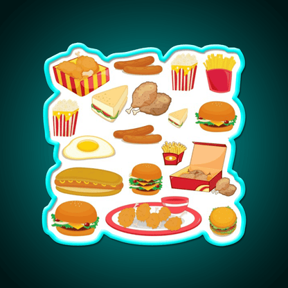 Junk Food Burger Fast Food Led Neon Sign For Burger Place Rgb Color - Shineneon