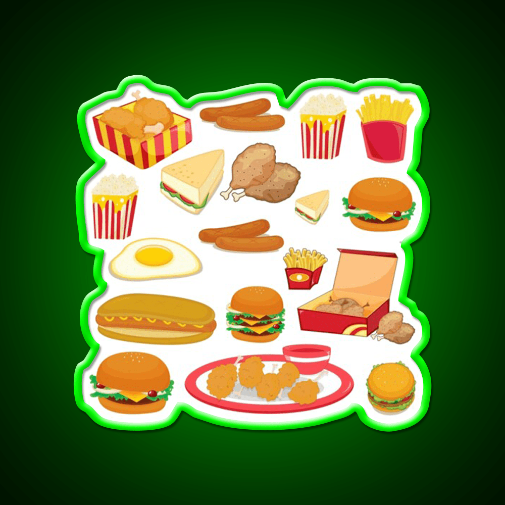 Junk Food Burger Fast Food Led Neon Sign For Burger Place Rgb Color - Shineneon