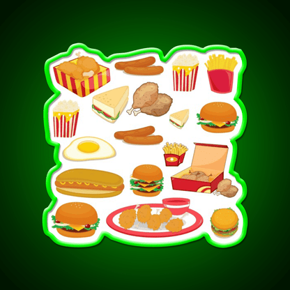 Junk Food Burger Fast Food Led Neon Sign For Burger Place Rgb Color - Shineneon