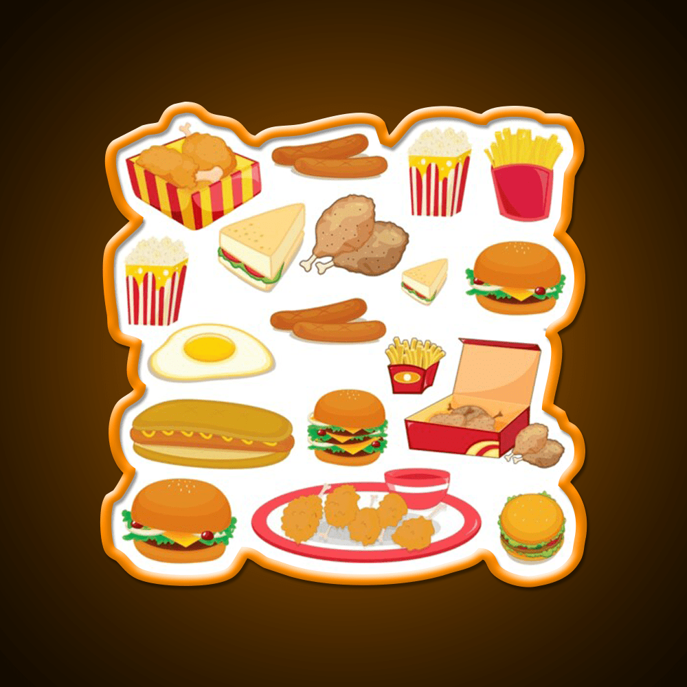Junk Food Burger Fast Food Led Neon Sign For Burger Place Rgb Color - Shineneon