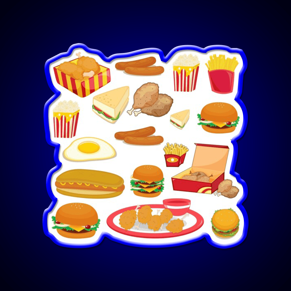 Junk Food Burger Fast Food Led Neon Sign For Burger Place Rgb Color - Shineneon