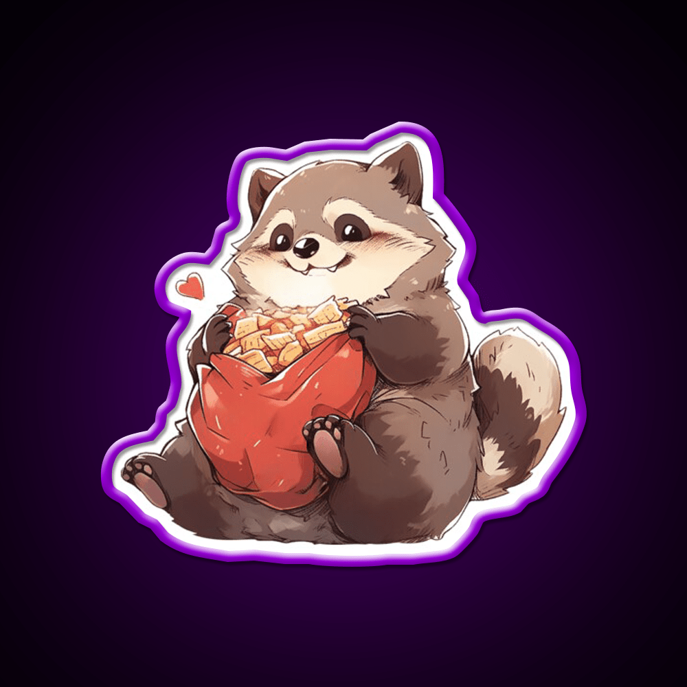 Junk Food Joy Raccoon Snack Food Led Neon Sign Rgb Color - Shineneon