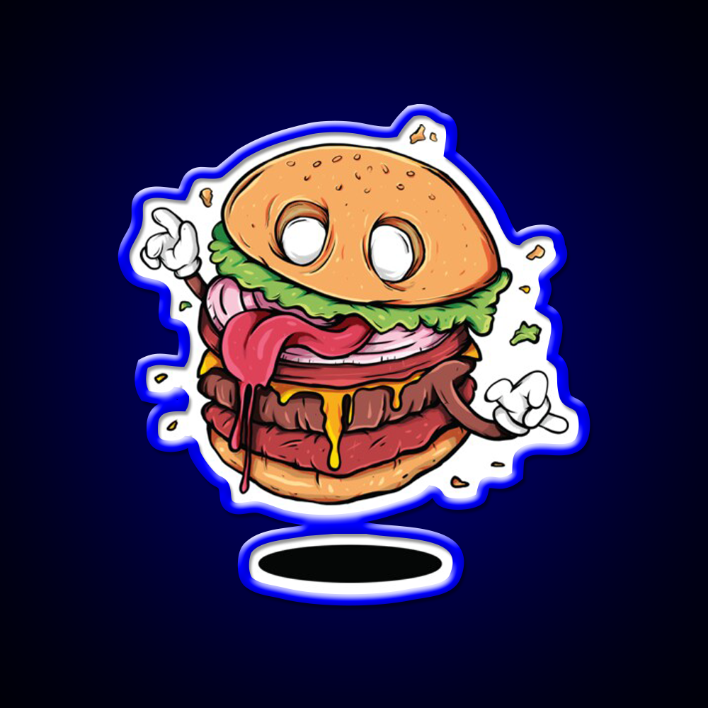 Junkfood Zombie Burger Fast Food Led Neon Sign For Burger Place Rgb Color