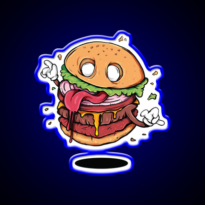 Junkfood Zombie Burger Fast Food Led Neon Sign For Burger Place Rgb Color
