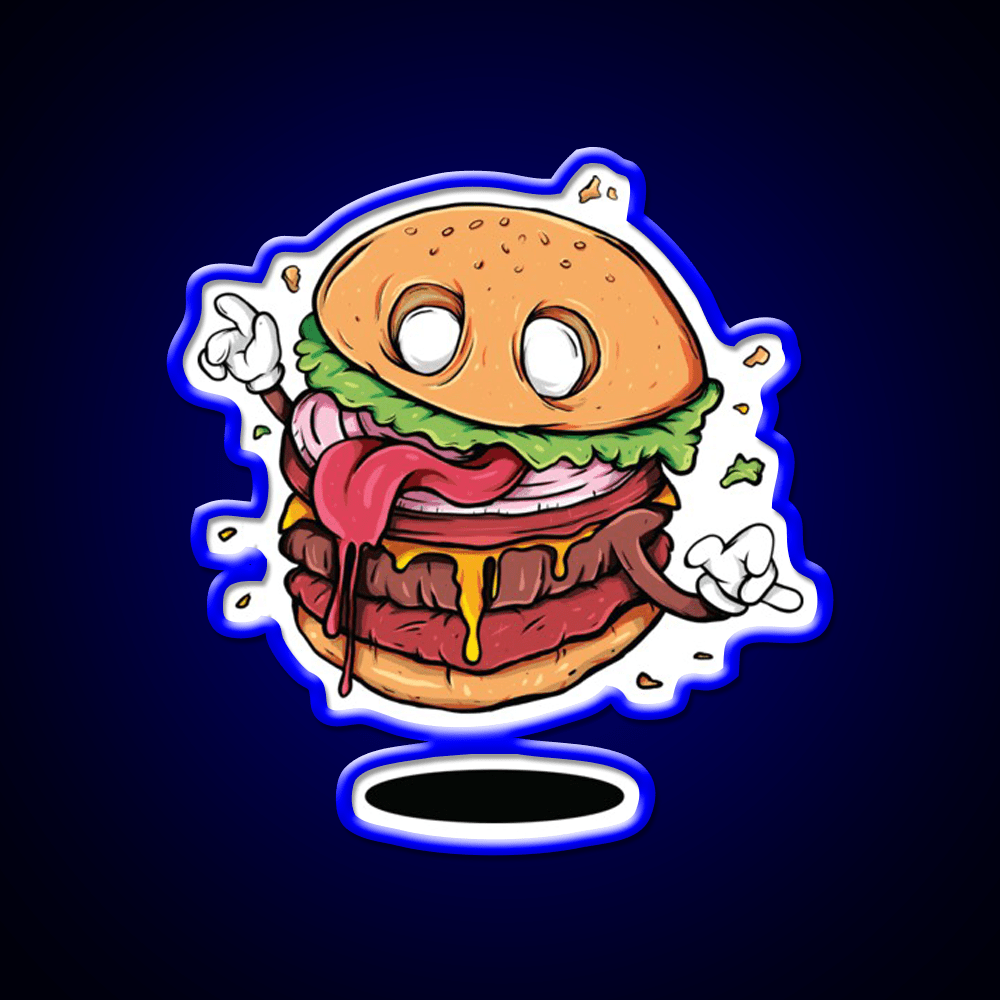 Junkfood Zombie Burger Fast Food Led Neon Sign For Burger Place Rgb Color - Shineneon