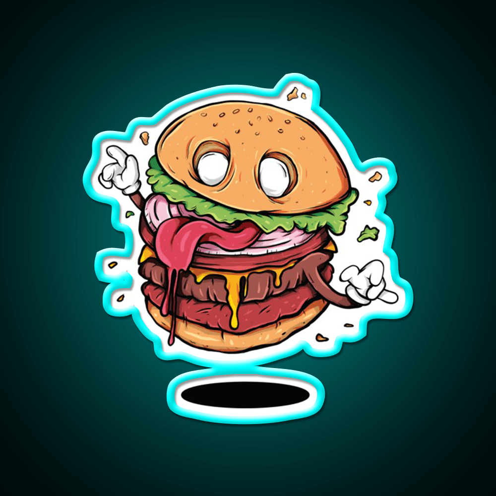 Junkfood Zombie Burger Fast Food Led Neon Sign For Burger Place Rgb Color - Shineneon