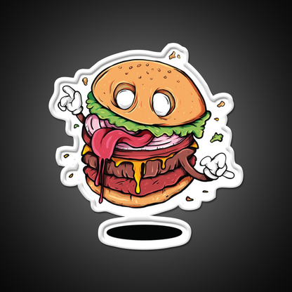 Junkfood Zombie Burger Fast Food Led Neon Sign For Burger Place Rgb Color