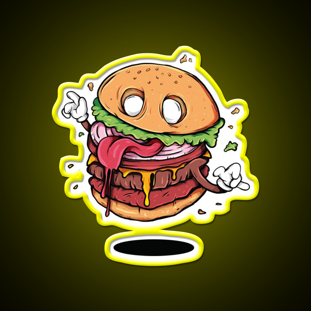 Junkfood Zombie Burger Fast Food Led Neon Sign For Burger Place Rgb Color