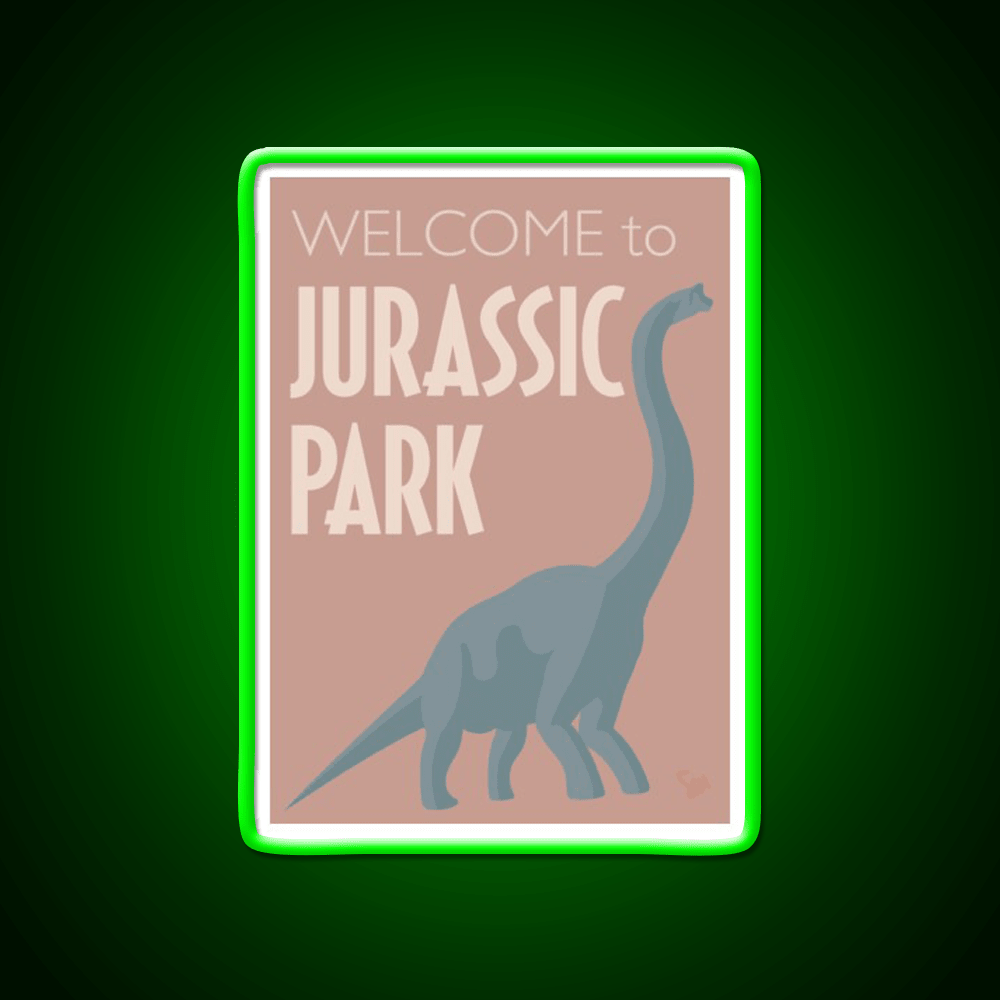 Jurassic Park Brachiosaurus Poster Welcome Led Neon Sign Open Signs Rgb Color - Shineneon