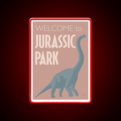 Jurassic Park Brachiosaurus Poster Welcome Led Neon Sign Open Signs Rgb Color - Shineneon