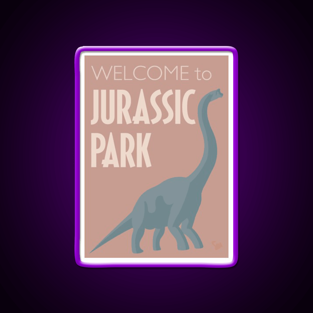 Jurassic Park Brachiosaurus Poster Welcome Led Neon Sign Open Signs Rgb Color - Shineneon