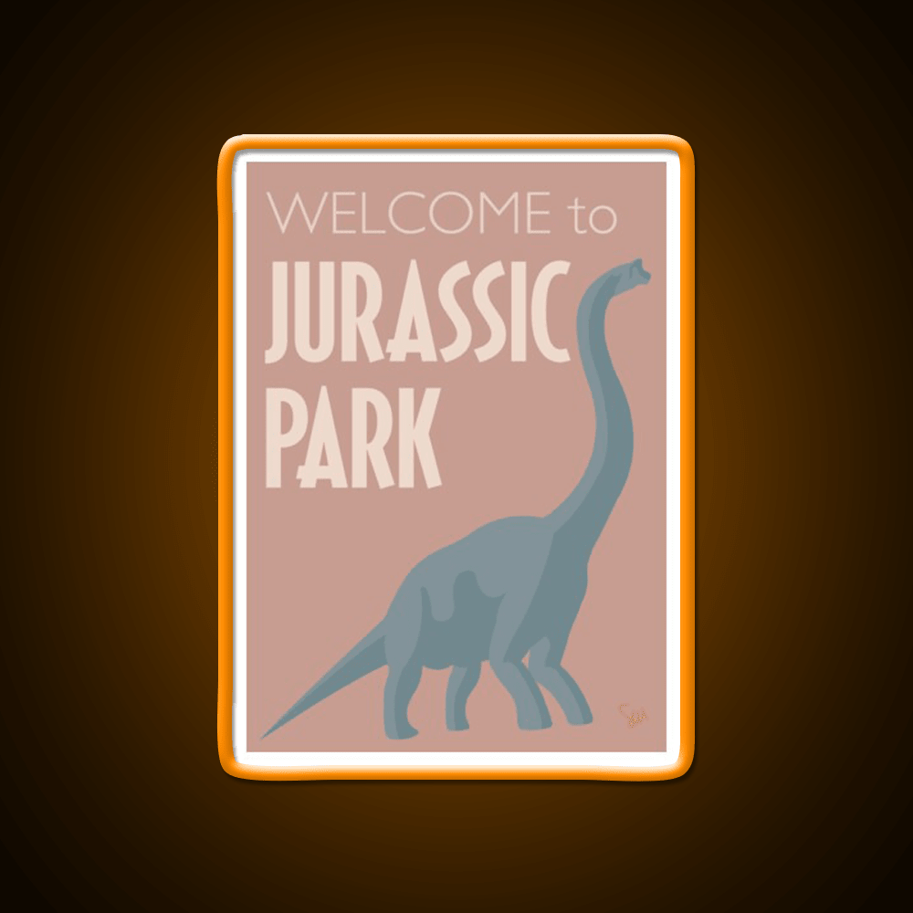 Jurassic Park Brachiosaurus Poster Welcome Led Neon Sign Open Signs Rgb Color - Shineneon