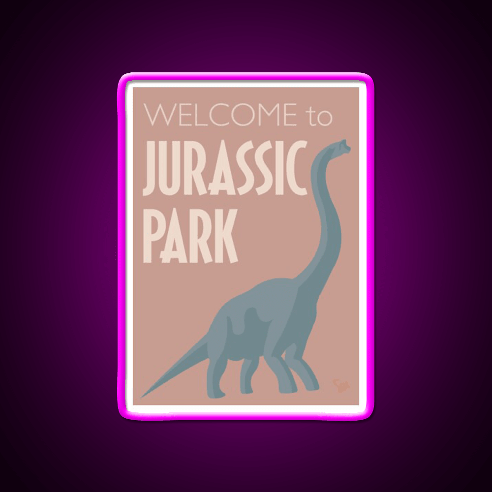 Jurassic Park Brachiosaurus Poster Welcome Led Neon Sign Open Signs Rgb Color - Shineneon