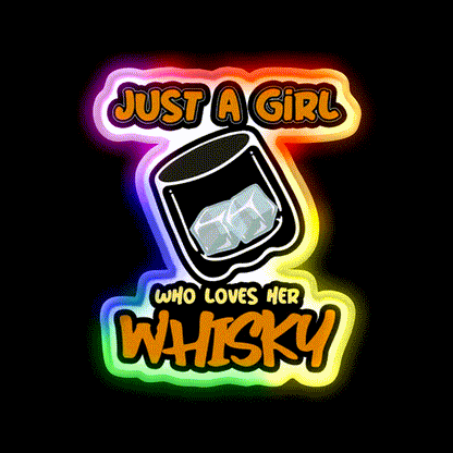 Just A Girl Who Loves Her Whisky Drink Bar Led Neon Sign Rgb Color - LED neon sign close-up detail