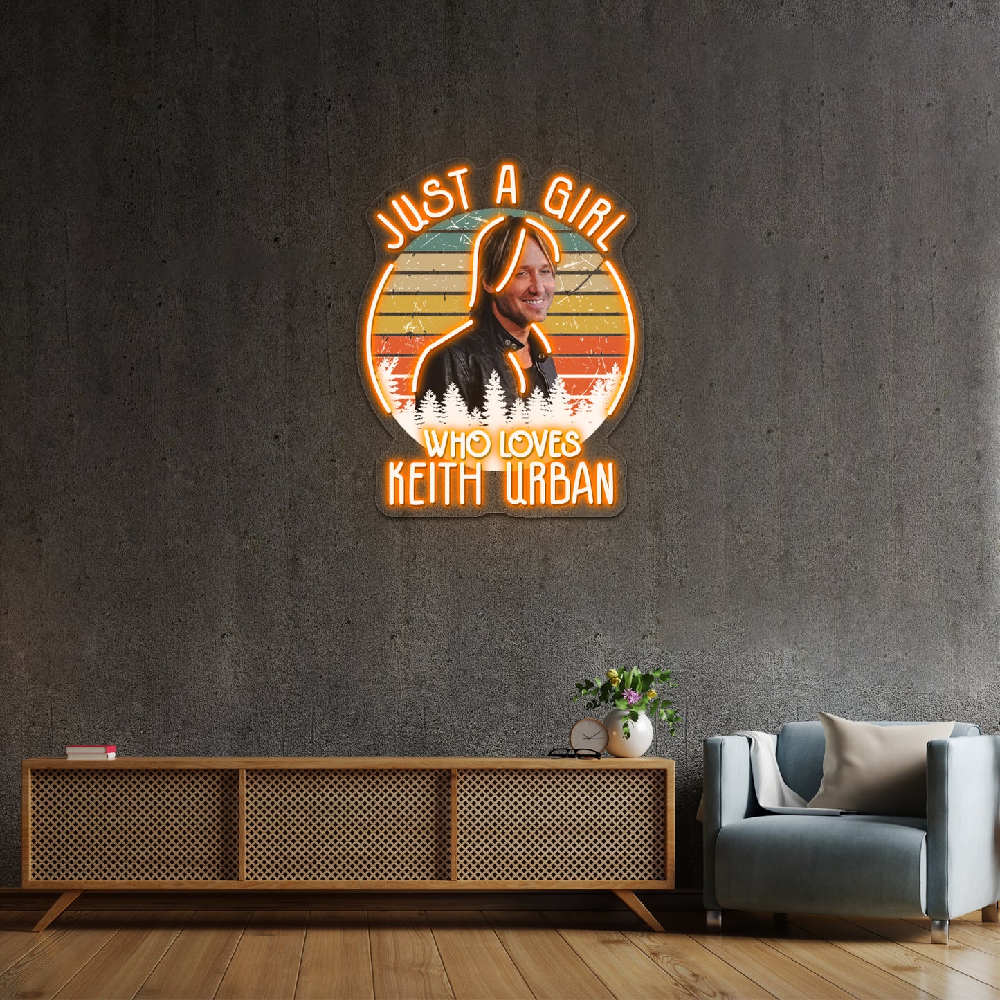 Just A Girl Who Loves Keith Art Urban Artwork Neon Signs For Sale