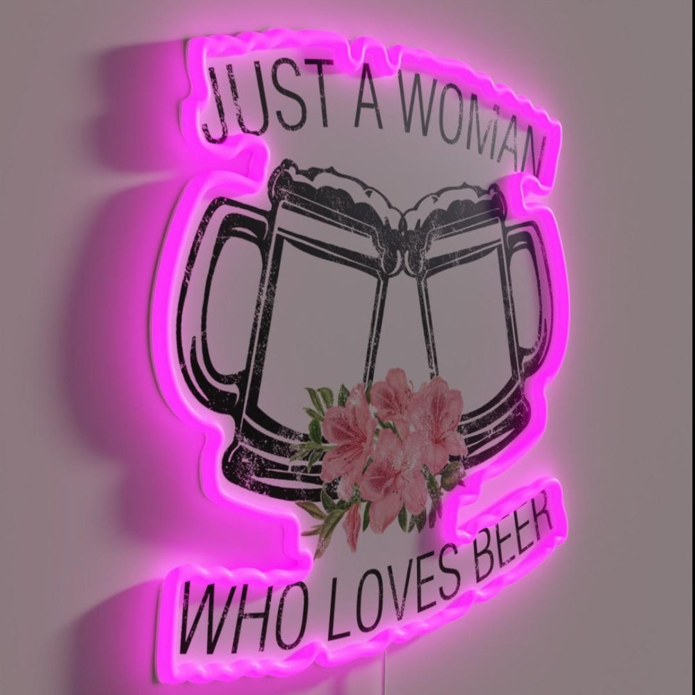 Just A Woman Who Loves Beer Rgb Led Neon Sign - LED neon sign close-up detail