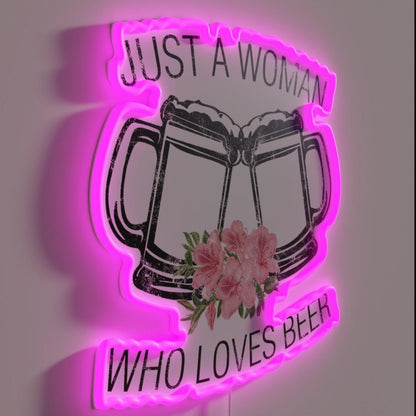 Just A Woman Who Loves Beer Rgb Led Neon Sign - LED neon sign close-up detail