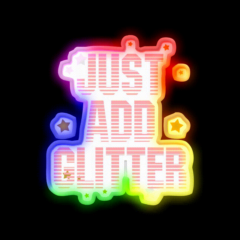 Just Add Glitter Nail Salon Led Neon Sign Rgb Color - LED neon sign close-up detail