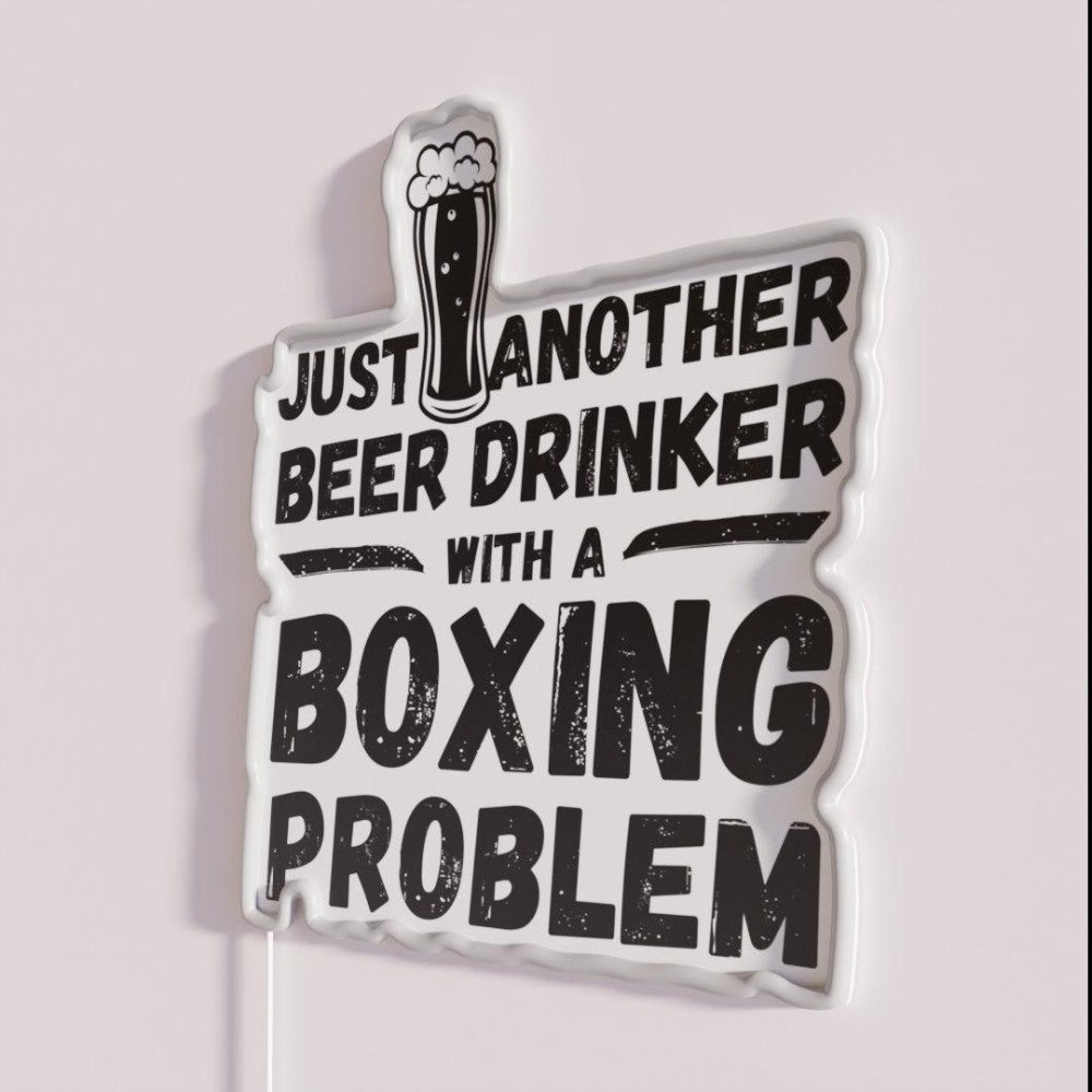 Just Another Beer Drinker With A Boxing Drinker Boxing Rgb Led Neon Sign - Neon sign mounted on wall in room