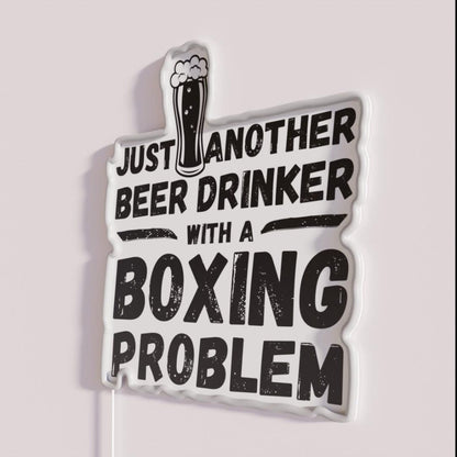 Just Another Beer Drinker With A Boxing Drinker Boxing Rgb Led Neon Sign - Neon sign mounted on wall in room