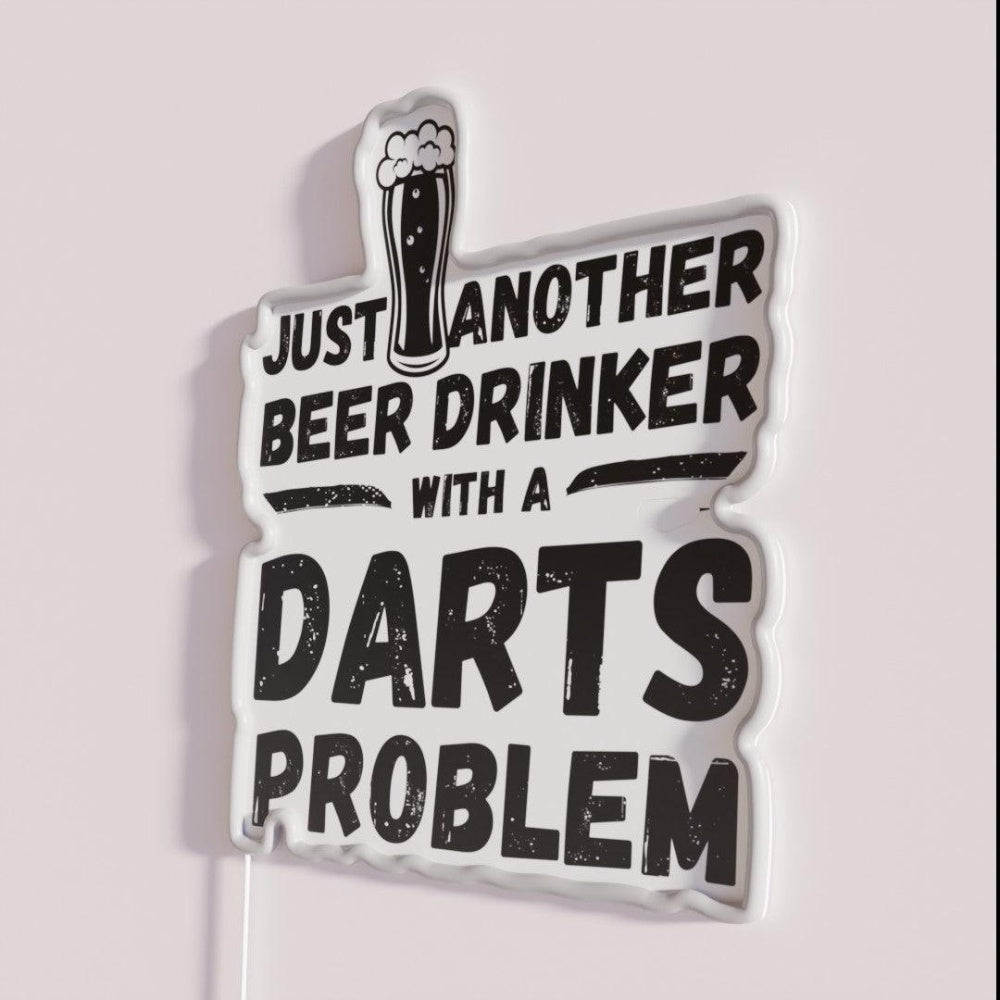 Just Another Beer Drinker With A Darts Drinker Darts Rgb Led Neon Sign - Neon sign mounted on wall in room