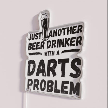 Just Another Beer Drinker With A Darts Drinker Darts Rgb Led Neon Sign - Neon sign mounted on wall in room