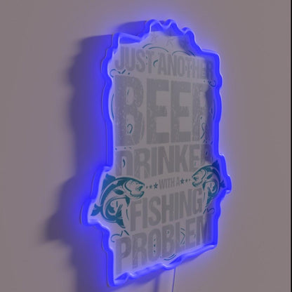 Just Another Beer Drinker With A Fishing Problem Gift Rgb Led Neon Sign - LED neon sign close-up detail