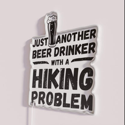 Just Another Beer Drinker With A Hiking Drinker Hiking Rgb Led Neon Sign - Neon sign mounted on wall in room