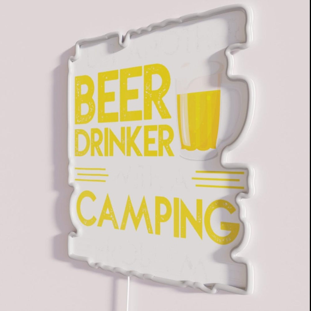 Just Another Beer Drinker With Camping Rgb Led Neon Sign - Neon sign mounted on wall in room