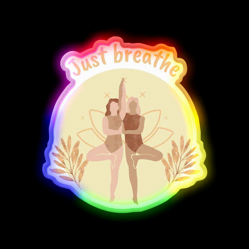Just Breathe Yoga Led Neon Sign For Wellness Space Rgb Color