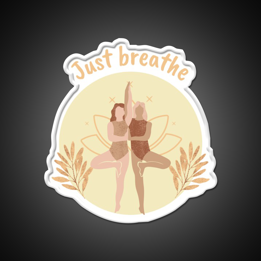 Just Breathe Yoga Led Neon Sign For Wellness Space Rgb Color