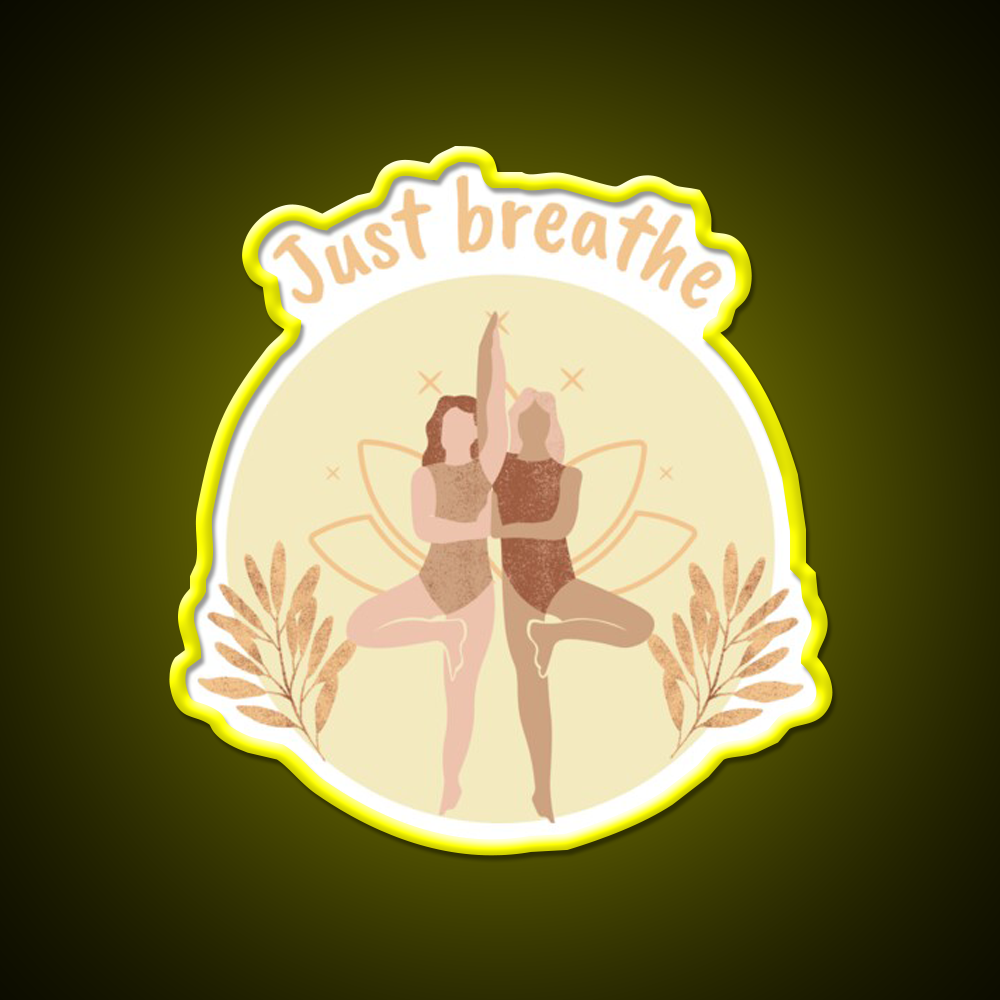 Just Breathe Yoga Led Neon Sign For Wellness Space Rgb Color
