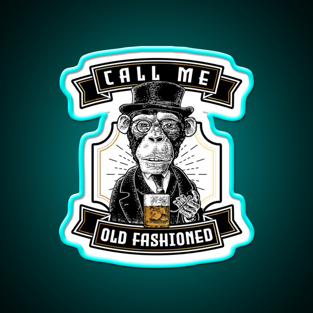 Just Call Me Old Fashioned Whiskey Cocktail Bar Decor Led Neon Sign Rgb Color - Size and dimension reference