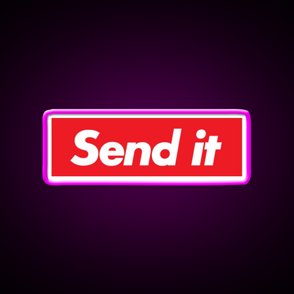 Just Gonna Send It Beer Bar Decor Led Neon Sign Rgb Color - Neon sign mounted on wall in room