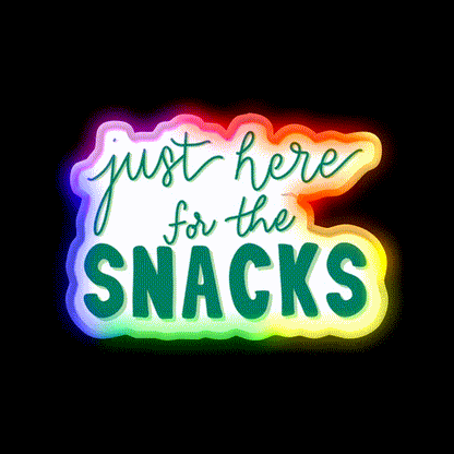 Just Here For The Snacks Blue Green Snack Food Led Neon Sign Rgb Color - LED neon sign close-up detail