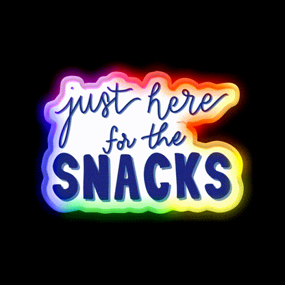 Just Here For The Snacks Blue Snack Food Led Neon Sign Rgb Color - LED neon sign close-up detail