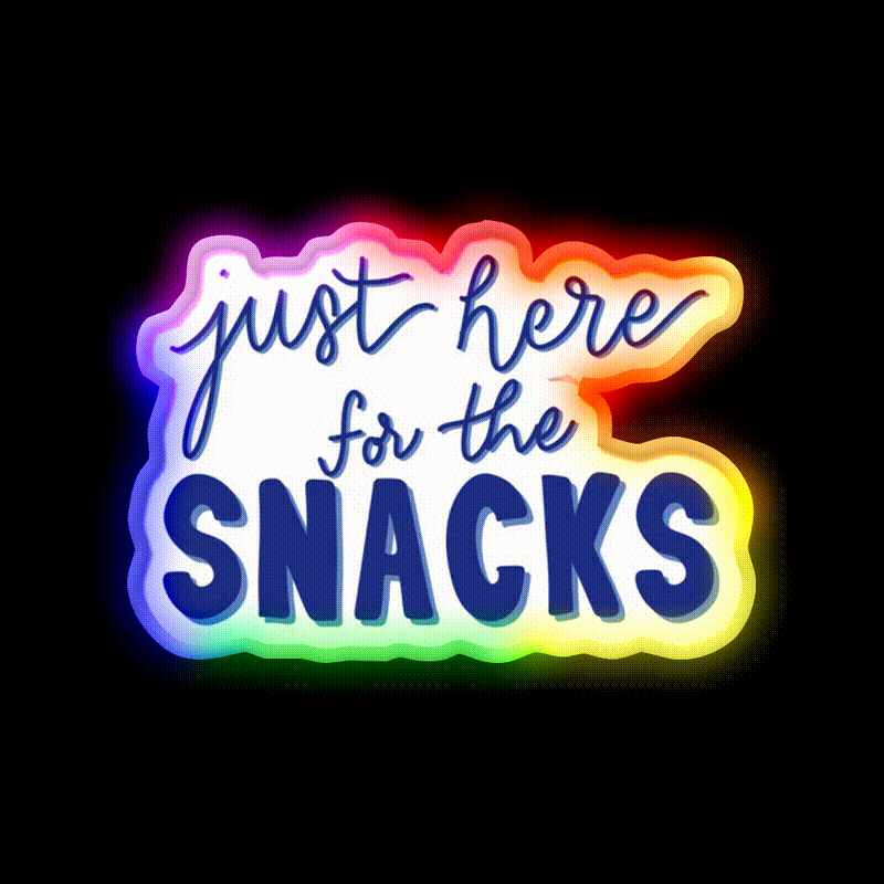 Just Here For The Snacks Blue Snack Food Led Neon Sign Rgb Color - LED neon sign close-up detail