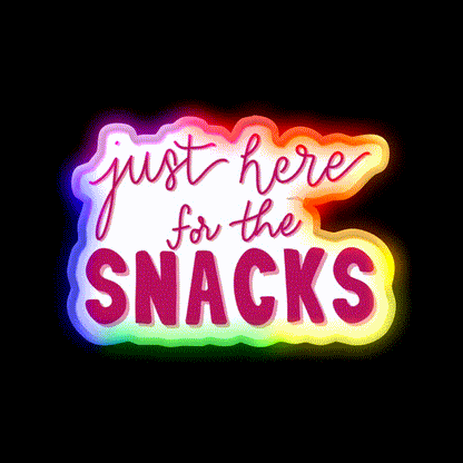 Just Here For The Snacks Pink Snack Food Led Neon Sign Rgb Color - LED neon sign close-up detail