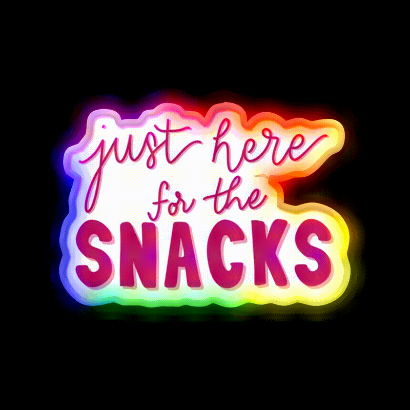 Just Here For The Snacks Pink Snack Food Led Neon Sign Rgb Color - LED neon sign close-up detail