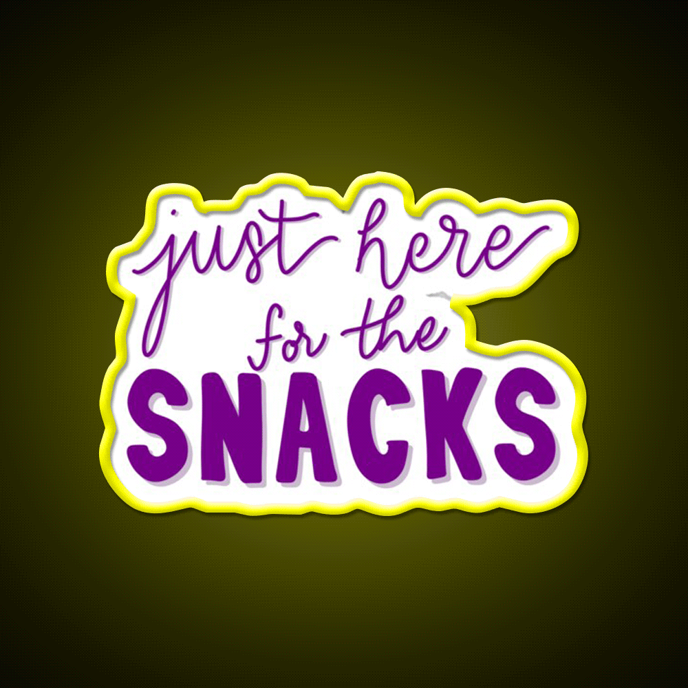 Just Here For The Snacks Purple Snack Food Led Neon Sign Rgb Color - Custom LED neon sign front view