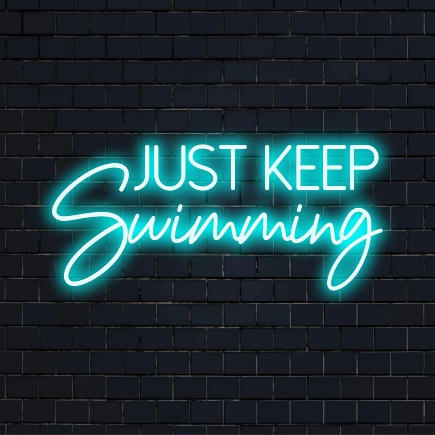 Just Keep Swimming Turquoise Led Neon Sign For Gym Swim Club Decor - Shineneon