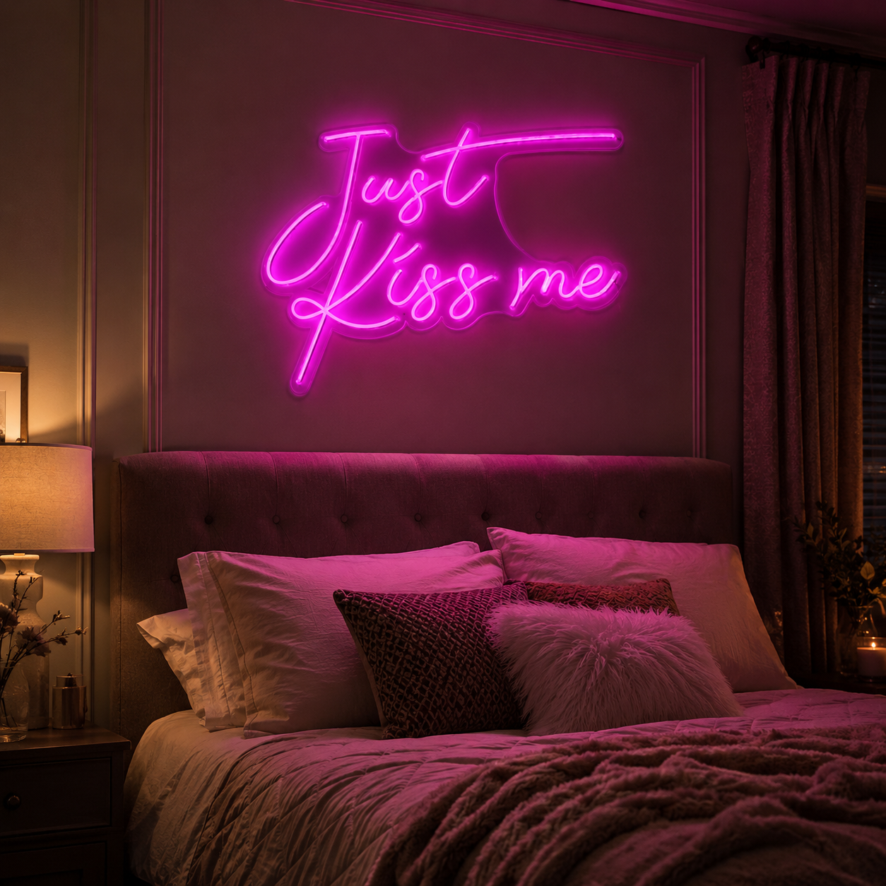 Just Kiss Me Room Decor LED Neon Sign - 03 Real Lifestyle Scene