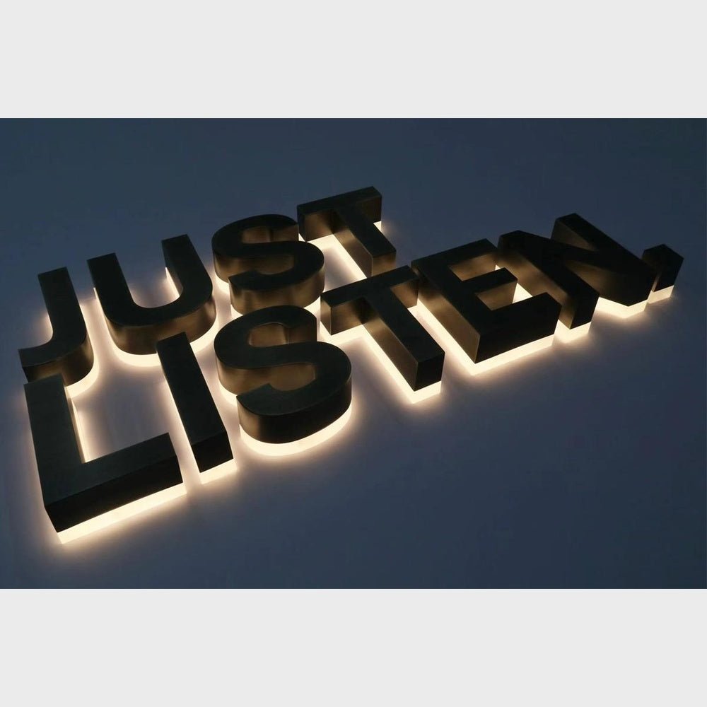 Just Listen 3D Backlit Channel Letters Led Light Sign - Shineneon