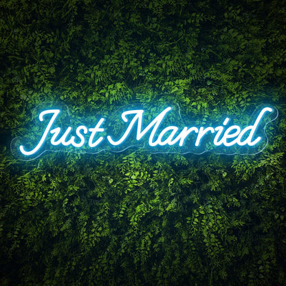 Just Married Led Neon Sign Warm White Wedding Greenery Wall Decor | Shineneon