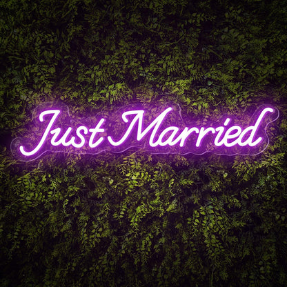Just Married Led Neon Sign Warm White Wedding Greenery Wall Decor | Shineneon