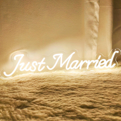 Just Married Led Neon Sign Warm White Wedding Greenery Wall Decor | Shineneon