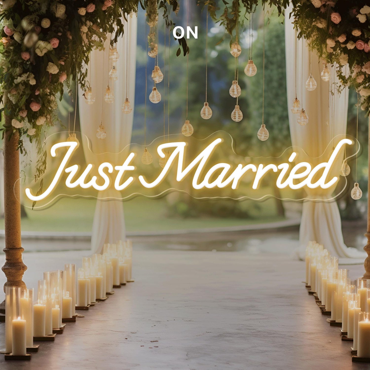Just Married Led Neon Sign Warm White Wedding Greenery Wall Decor | Shineneon