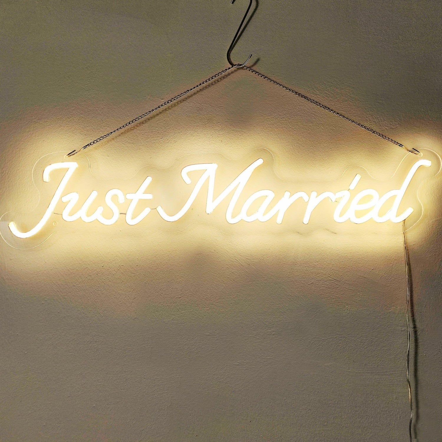Just Married Led Neon Sign Warm White Wedding Greenery Wall Decor | Shineneon