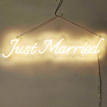 Just Married Led Neon Sign Warm White Wedding Greenery Wall Decor | Shineneon
